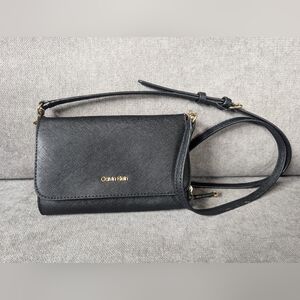 Calvin Klein Black Saffiano Leather Wallet Crossbody bag